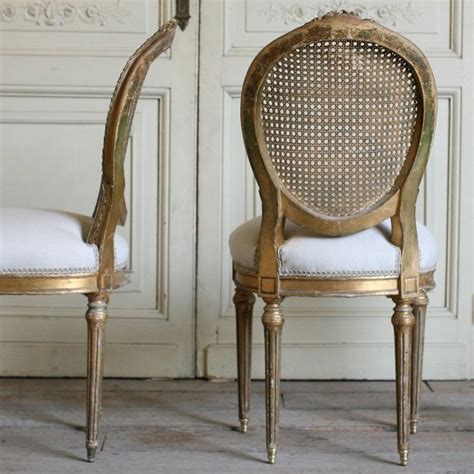 French Cane Back Dining Chairs Vintage Antique Louis Xvi French