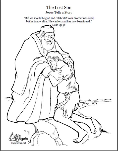 The Parable Of The Lost Son Coloring Page Script And Bible Story