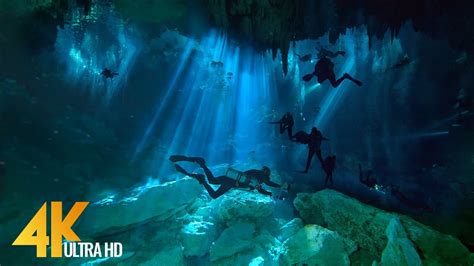 4k Cenotes Dive Relaxation Video Mexican Underwater Caves