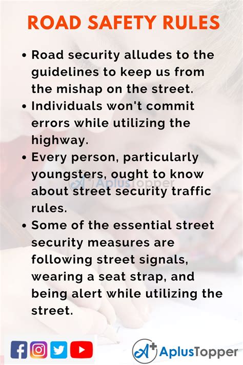 10 Lines On Road Safety Rules For Students And Children In English A