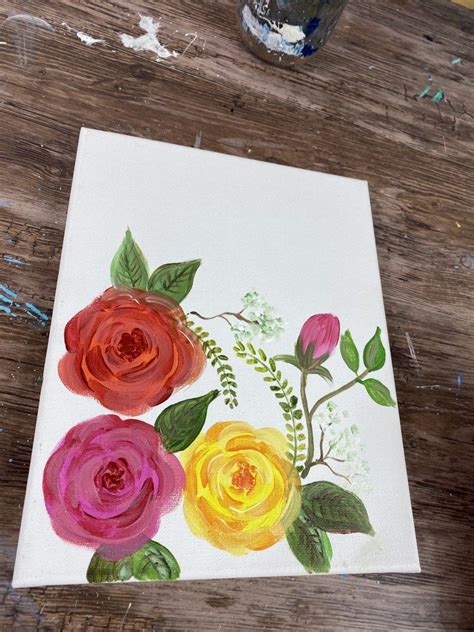 How To A Rose Easy And Simple Step By Step Painting Flower Painting