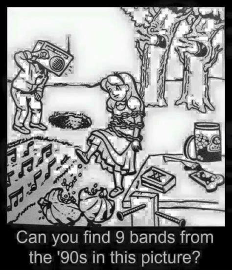 Can You Find 9 Bands From The 90s In This Picture Meme