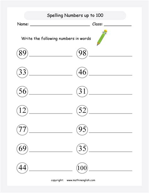Reading Number Words Worksheet