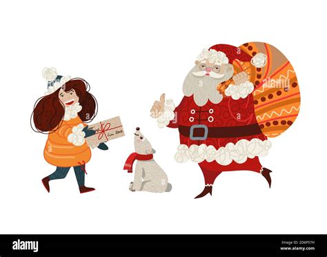 the girl carries a letter to santa claus vector cartoon illustration stock vector image and art