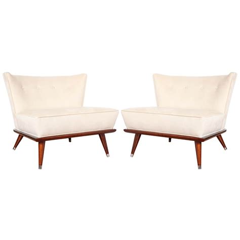 Pair Of Mid Century Lounge Chairs With An Art Deco Flare Mid Century