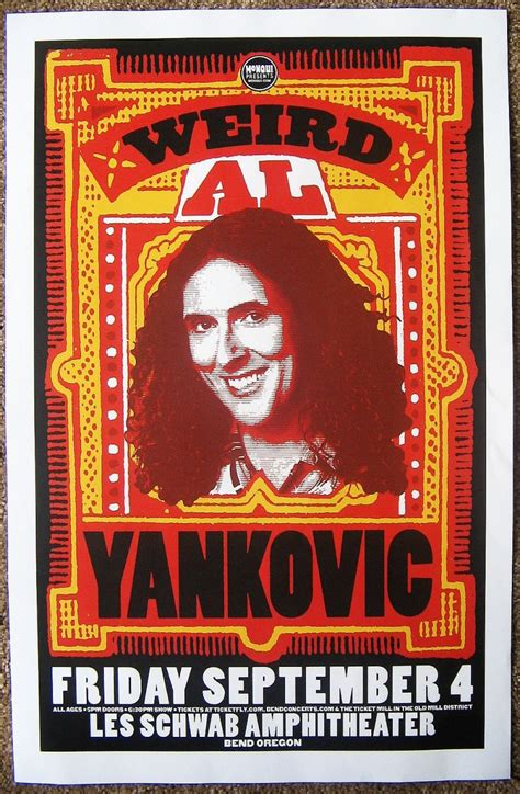 Yankovic Weird Al Yankovic 2015 Gig Poster Bend Oregon Concert