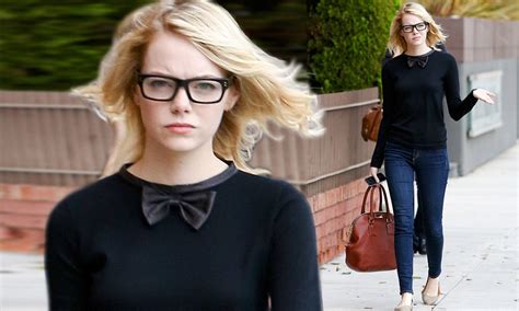 Emma Stone Rocks Bow Tie And Geek Glasses Together With Skinnies