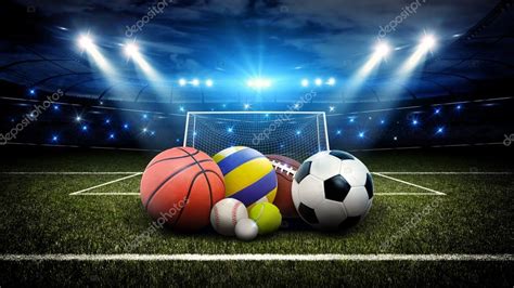 All Sports Balls In Stadium 3d — Stock Photo © Efks 126405432