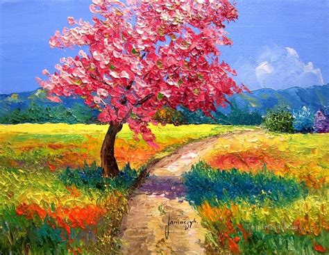 Pls11 Beautiful Landscape Garden Painting In Oil For Sale