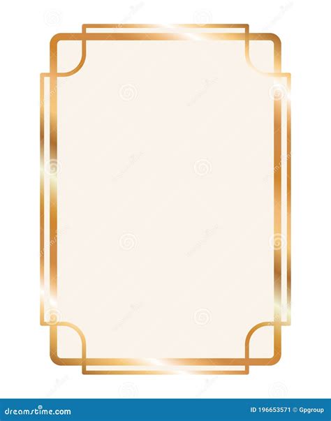 Gold Ornament Frame In Rectangle Shaped Vector Design Stock Vector