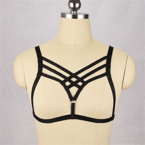 2018 Women Sexy Bra Accessories Hollow Out Harness Bralette Elastic Body Cage Black Plus Size