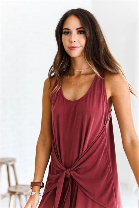 Sleeveless Burgundy Dress With Tie Knot In Front • Available In S M L