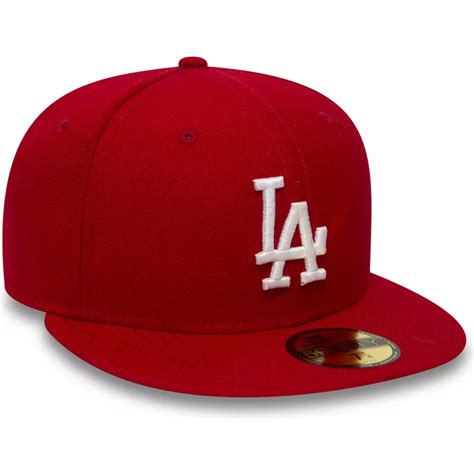 New Era Flat Brim 59fifty Essential Los Angeles Dodgers Mlb Red Fitted