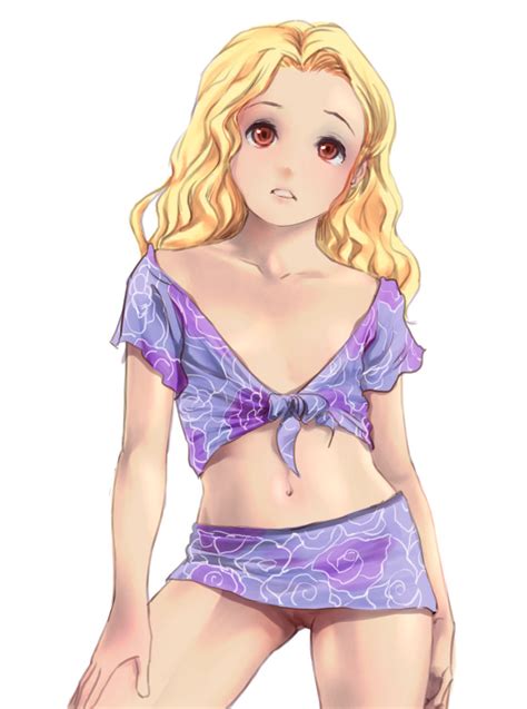 Gekkou Geccomajin 1girl Bare Legs Blonde Hair Blush Female Focus