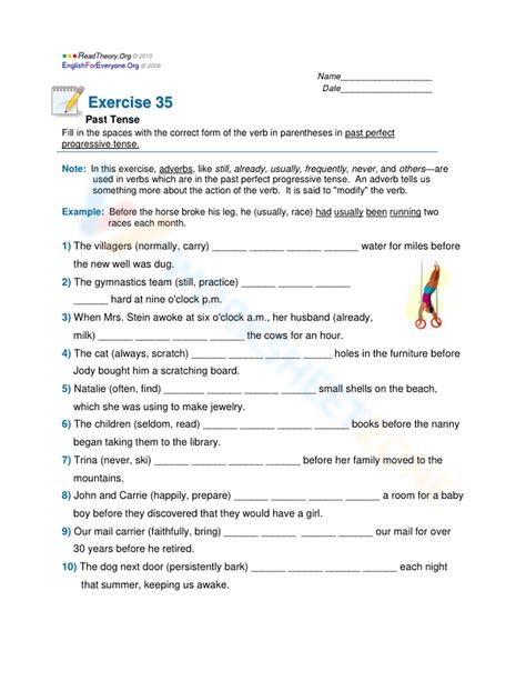 Past Perfect Progressive Tense Worksheet