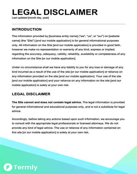 Free Legal Disclaimer Templates And Examples Download Now Termly