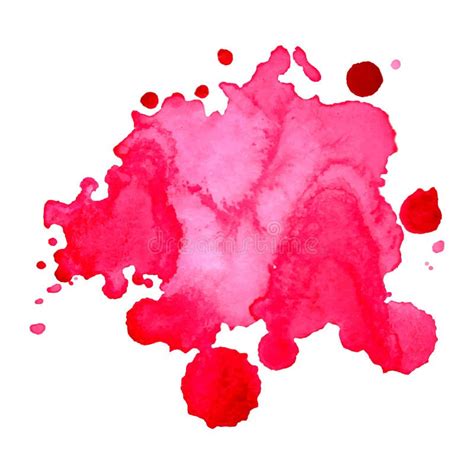 Watercolor Bright Pink Spot Blob Blot Isolated Background Vector Stock