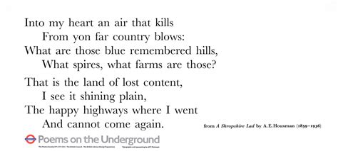 From A Shropshire Lad Poems On The Underground