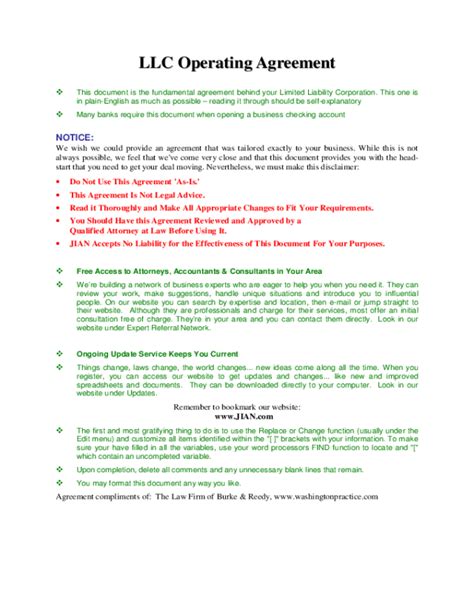 2022 Llc Operating Agreement Template Fillable Printable Pdf And Forms