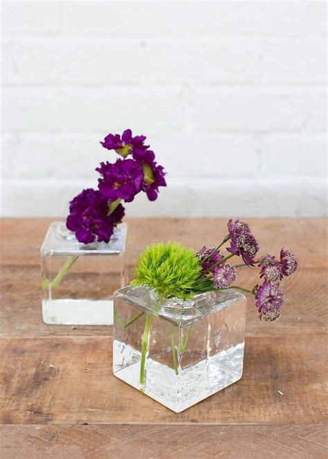 Cadence Glass Cube Vase In Clear 35 Tall X 3 Wide Glass Cube