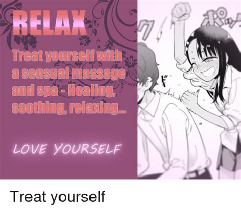 treat yourself with a sensual massage and spa healing soothing relaxing love yourself anime