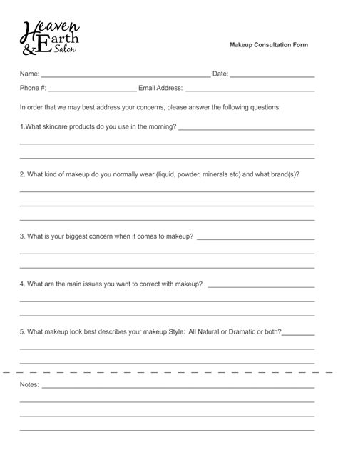 makeup consultation form fill and sign printable template online us legal forms