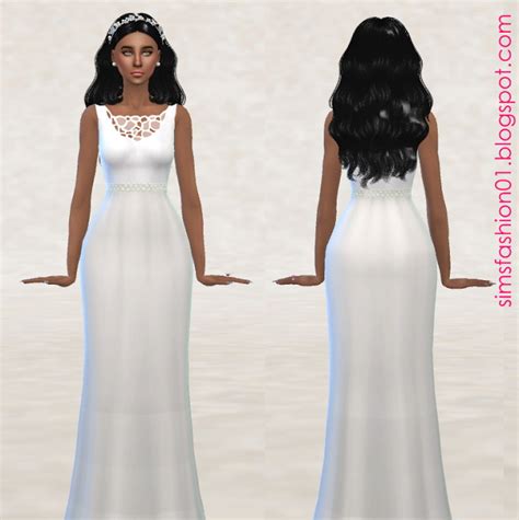 White Wedding Dress With Leather Belt At Sims Fashion01 Sims 4 Updates