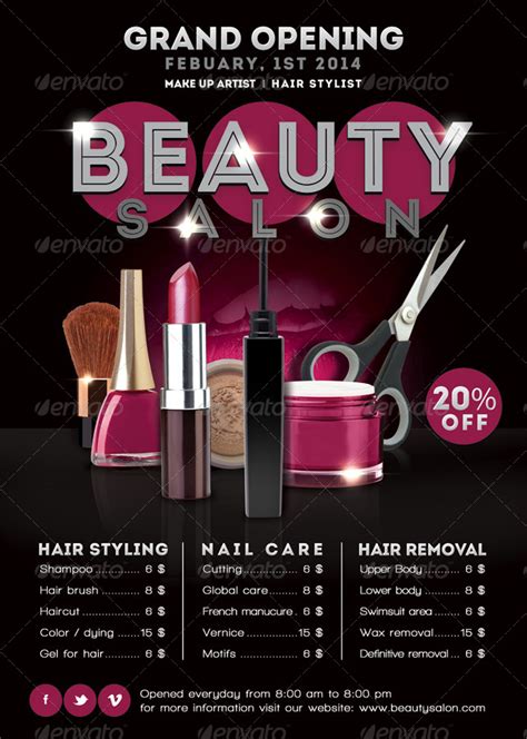 Flyer Beauty Salon Opening Promoting Print Templates Graphicriver