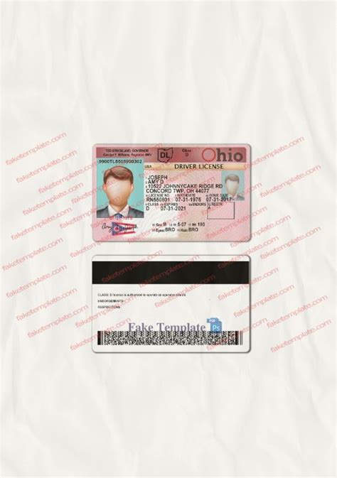 Editable Blank Ohio Drivers License Template