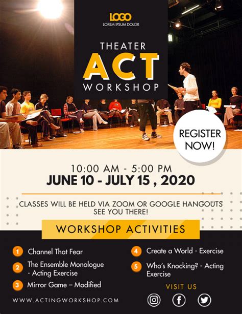 Acting And Dramatics Workshop Flyer Template Postermywall