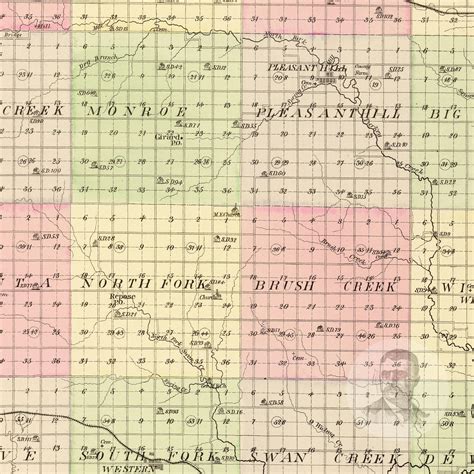 Saline County Nebraska Vintage Map From 1885 Old County Map Etsy