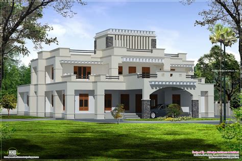 Square Roof Luxury Villa Exterior Kerala Home Design