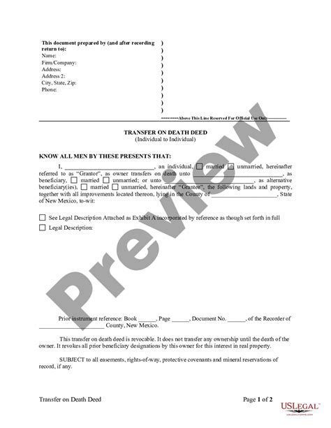 New Mexico Transfer On Death Deed Or Tod New Mexico Transfer On Death