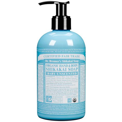 To wash hair work one pump of organic pump soap into wet hair until it lathers, then rub and rinse. Organic Shikakai Baby Mild Hand Soap from Dr Bronner | WWSM