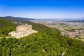 Germany, Rhineland-Palatinate, Neustadt an der Weinstrasse, Helicopter view of Hambach Castle in ...