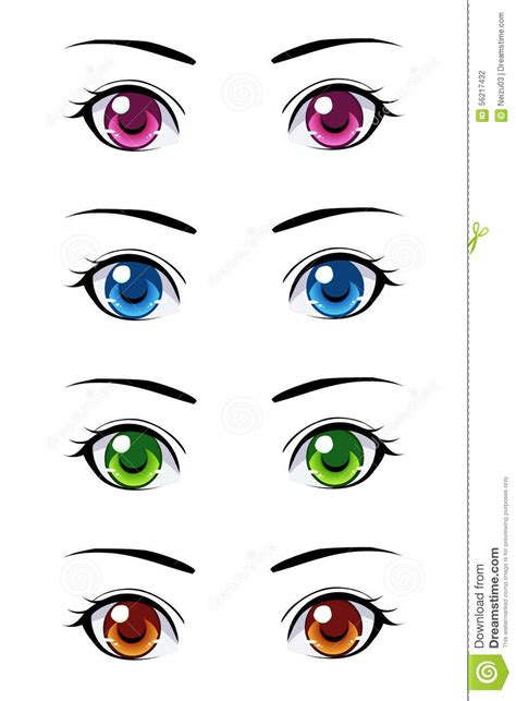 Anime Style Eyes Of Different Colors Stock Illustration Illustration