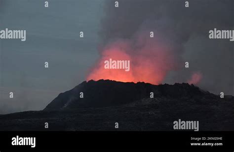 Iceland Active Phase Of Volcanic Eruptiongeldingadalur Volcano
