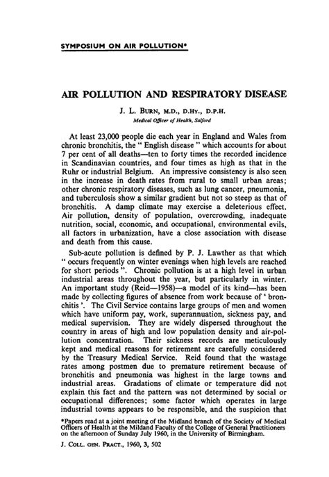 Air Pollution And Respiratory Disease British Journal Of General Practice
