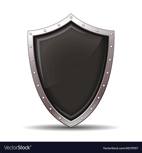 Black Glossy Metal Shield Royalty Free Vector Image