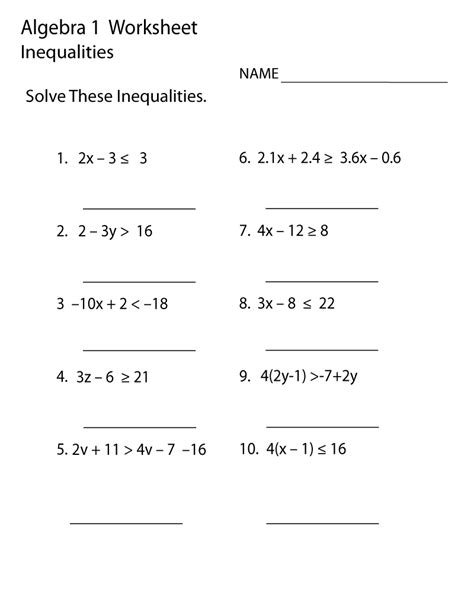 Free Algebra Worksheets Learning Printable