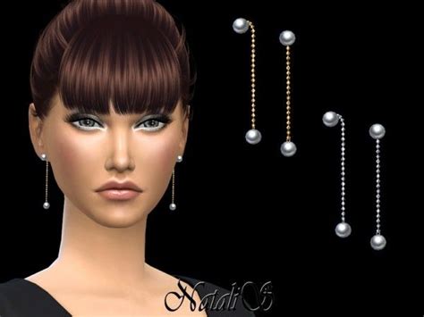 The Sims Resource Double Pearl Chain Earrings By Natalis • Sims 4