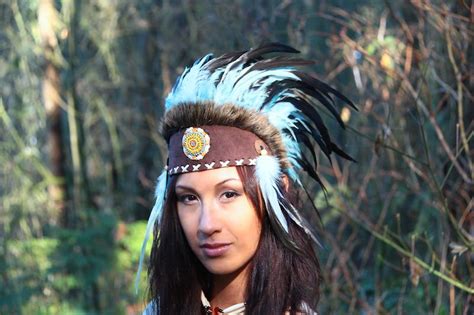 Turquoise Feather Headdress Indian Headdress Novum Crafts