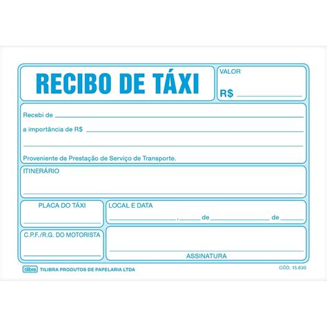 Recibo De Taxi 50 Folhas