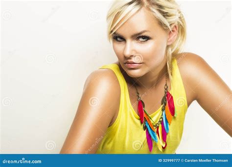 beautiful blond woman with a sultry look stock image image of fashion pensive 32999777
