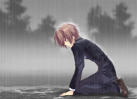 Sad Anime Boy Alone Sad Anime Boy In Rain Sad Anime Pinterest Cas Keys And Boys