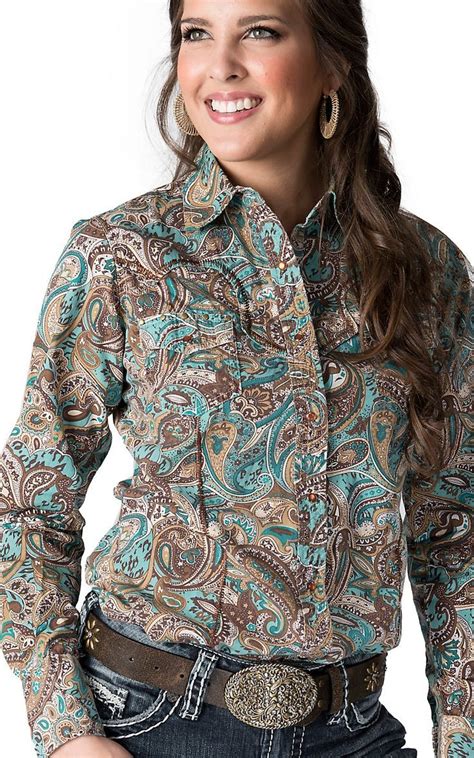Paisley Western Shirt Women Rodeo Outfits Western Outfits Western Wear Casual Outfits Cute