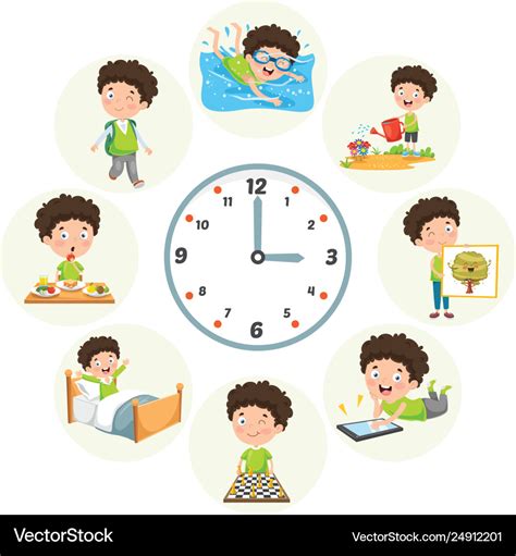 Kids Daily Routine Activities Royalty Free Vector Image