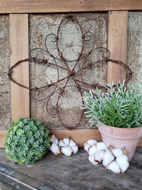 Barbed Wire Wall Decor Rustic Decor Front Door Wall Etsy