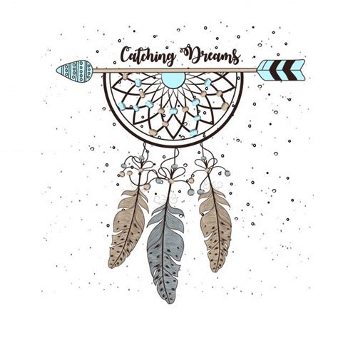 A Drawing Of A Dream Catcher With Feathers Hanging From Its Side And
