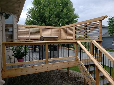 Beautiful Privacy Wall Above Deck Railing On Raised Deck Traditional
